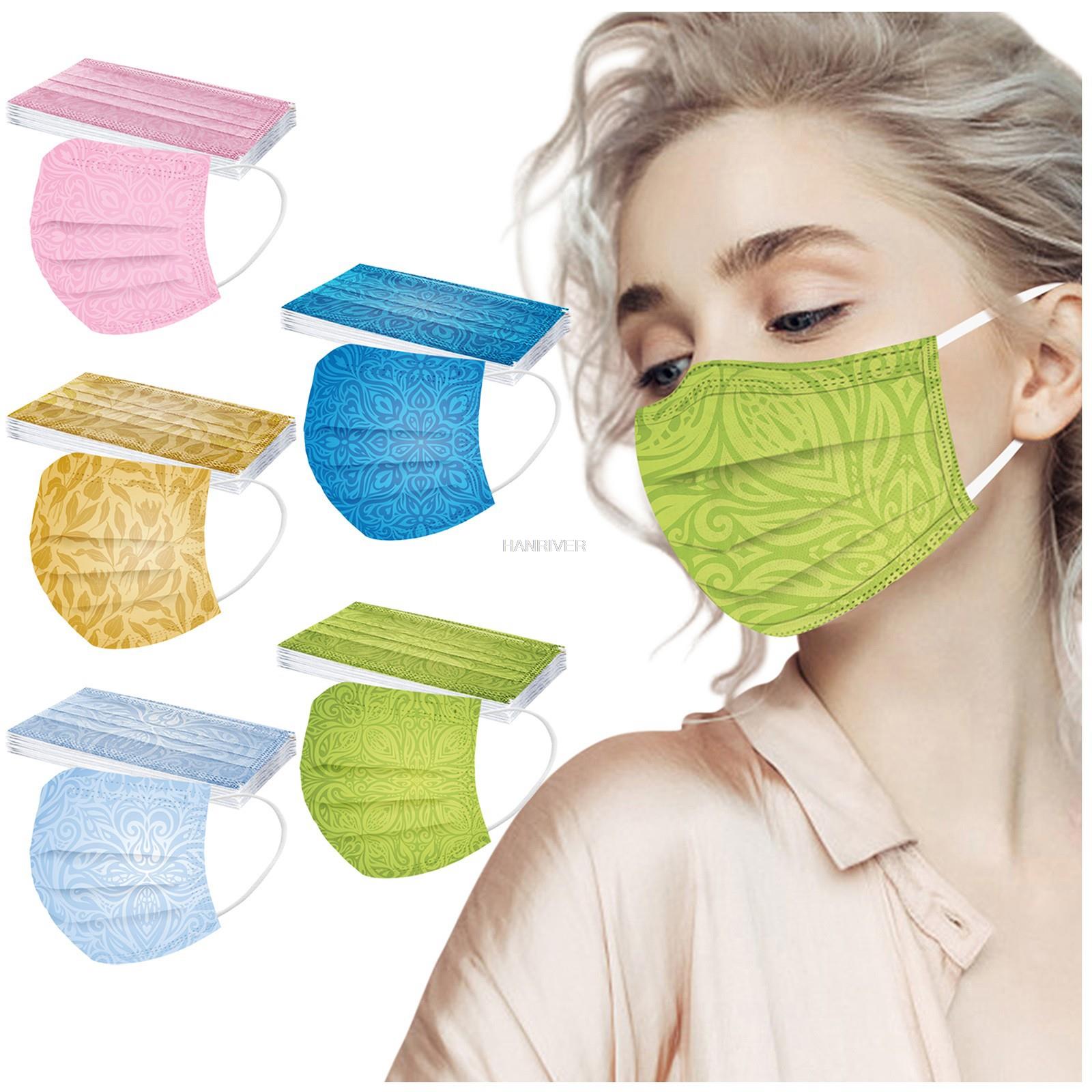 Disposable Surgical Mask - หน้ากากพิมพ์แฟชั่นแบบพันละลายแพ็ค 50 ชิ้นสามชั้นพิมพ์หน้ากากกันฝุ่นแบบใช้แล้วทิ้งสําหรับผู้ใหญ่