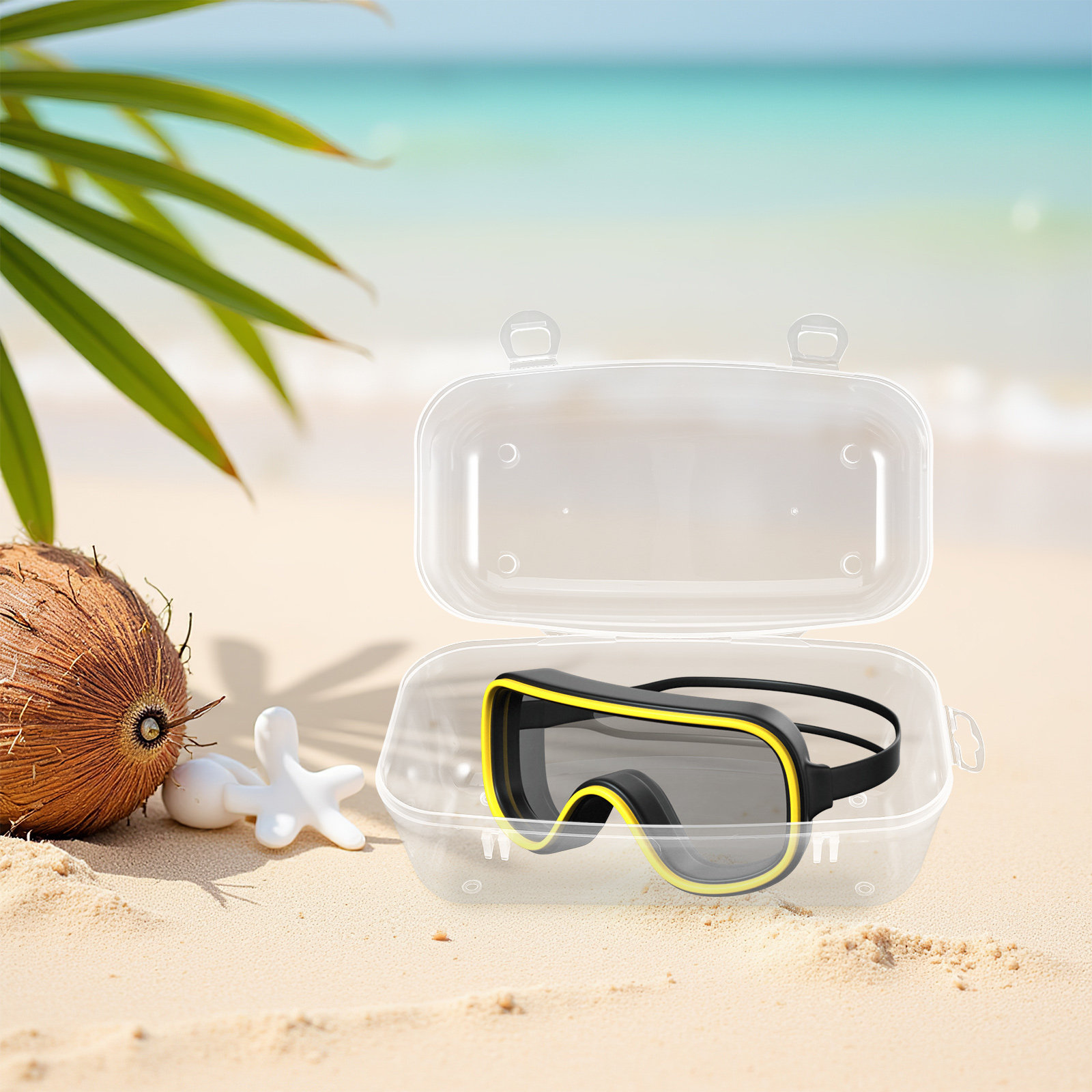 Mask Case Hard Shell - กล่องเก็บหน้ากากดำน้ำแบบพกพา วัสดุแข็ง โปร่งใส กันน้ำ สำหรับเก็บหน้ากากดำน้ำลึก หน้ากากดำน้ำตื้น